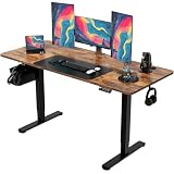 Monomi Electric Standing Desk, 63 x 28 inches Height Adjustable Desk, Ergonomic Home Office Sit Stand Up Desk with Memory Preset Controller (Rustic Brown Top/Black Frame)