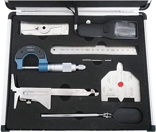 Kit de herramientas de calibre de soldadura, herramientas de inspección métricas de 7 piezas para mediciones precisas en acero inoxidable duradero