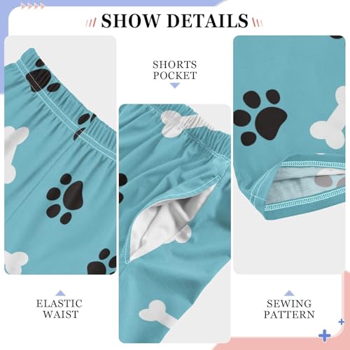 Boys' Pants Black Paw White Bone Blue Long Bottoms Jogger Pants Elastic Waist Trousers with Pockets S-XL4