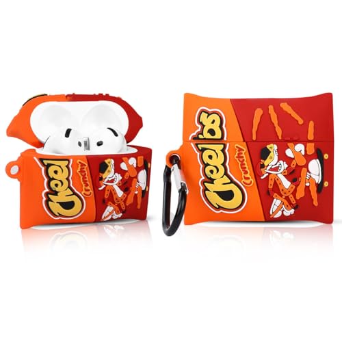 LEWOTE Compatible con Apple Airpods 4 Case protectora divertida linda delgada dulce de dibujos animados funda cubierta con llavero (Cheeto)