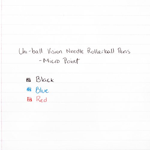 Uni-Ball Vision Needle Rollerball Pens Fine Point Micro Tip, 0.5Mm, Black, 2 Pack #TOP4