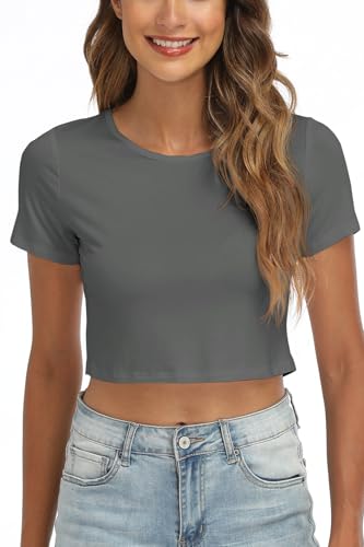 Grey Workout Crop Tops for Women Y2K Tank Tops Going Out Casual Summer Clothing Grey X-Large