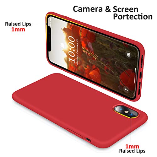 Surphy Silicone Case Compatible With Iphone Xs Case Iphone X Case 5.8 Inches, Liquid Silicone Phone Case (With Microfiber Lining) For Iphone Xs 2018 / Iphone X 2017 (Red) #TOP4