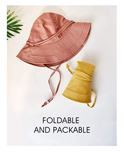 Ursfur Women Summer Sun Large Brim Hats Foldable Beach Hat Cotton Upf 50+ Sun Protection Cap With Floppy Strap Pink #TOP4