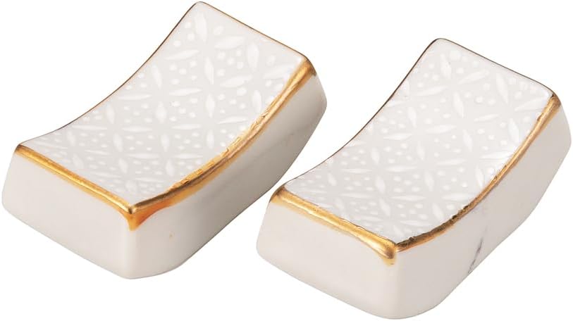 Kutani Iwataya Chopsticks Rest & White Cloisonne K9-430