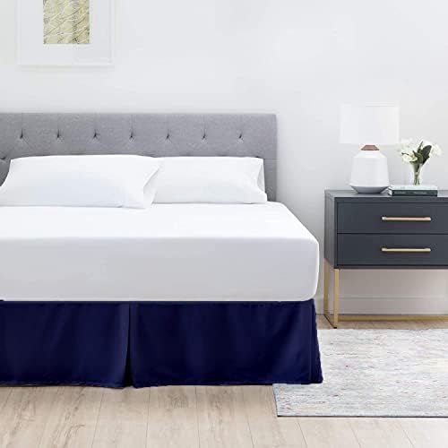 Twin Size Bed Skirt 1pc - Bed Frame and Box Spring Cover - 18-Inch Tailored Drop Pleated 800-TC Luxury Classic Look Egyptian Cotton- Easy Fit, Wrinkle, Fade, Stain Resistant