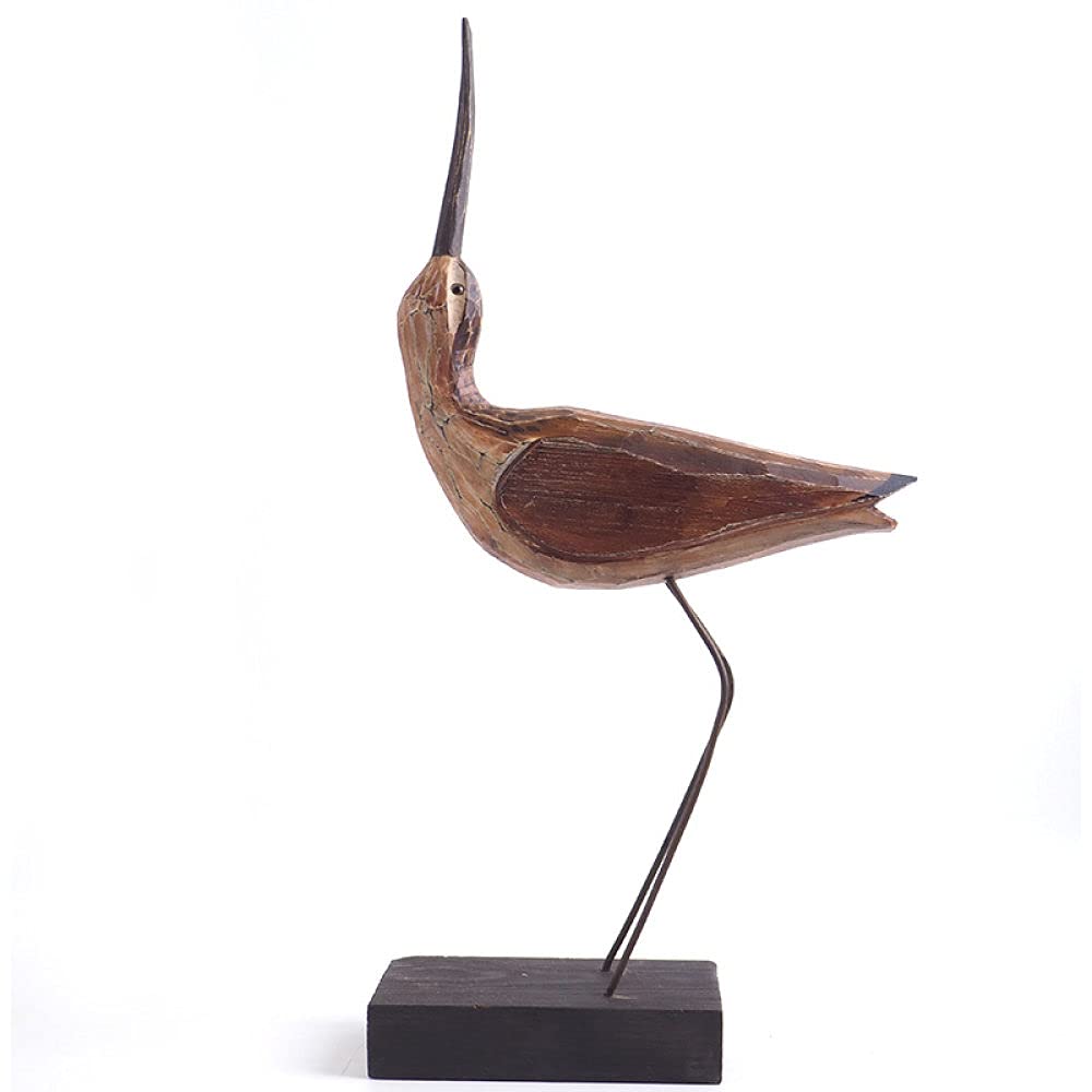 Statue d'oiseau brun en bois pour décoration de bureau