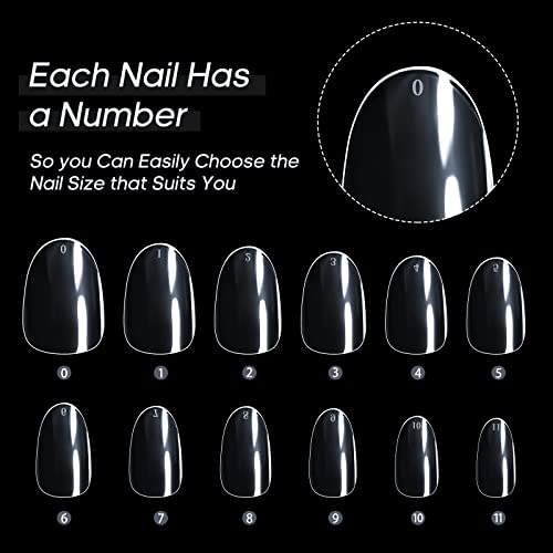 Ranrose Short Oval False Nail Tips-240Pcs Short Soft Gel Full Cover Almond Shape Nail Tips Round Soft Gel Nail Tips For Nail Extension Tips #TOP4