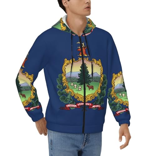 Sweat à capuche homme Vermont veste zippée manches longues coton décontracté cordon