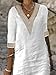 TS Women's Half Sleeve V-Neck Lace Ruffled Summer Dress Casual Ethnic Solid Basic Fashion Mid-Length Gifts White
