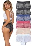 Hialegion Taillen Slip Damen Unterhosen Spitze Schlüpfer Damen Unteräsche Sexy und Schön Pantys Nahtlos Bkini-Unterhosen für Frau 6er XL