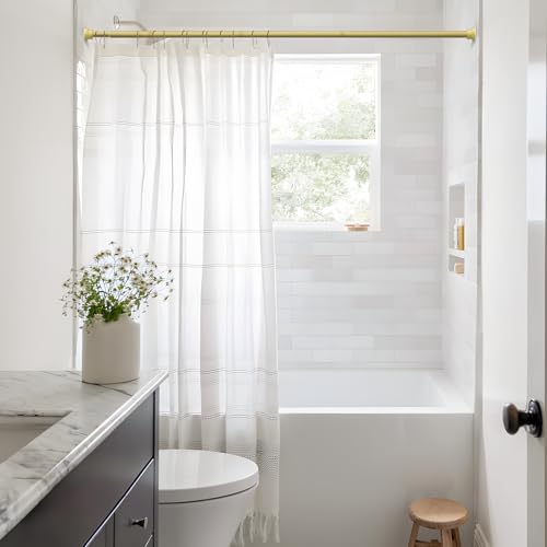 Fvonzn Gold Shower Curtain Rods for Windows 28 to 48 inch Adjustable Shower Rod Spring Tension Curtain Rods No Drilling Extra Long Gold Curtain Rod Non Slip Shower Rods for Bathroom Window Cafe - Thumbnail 2