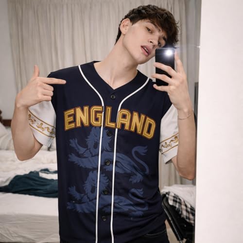 Custom England Baseball Jersey - Camiseta personalizada para fans, orgullo deportivo con número y nombre, uniforme de softball para hombres y mujeres miniatura 4