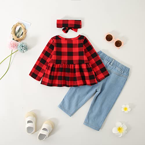 Image of CARETOO Girls Clothes Outfits, Cute Baby Girl Floral Long Sleeve Pant Set Flower Ruffle Top