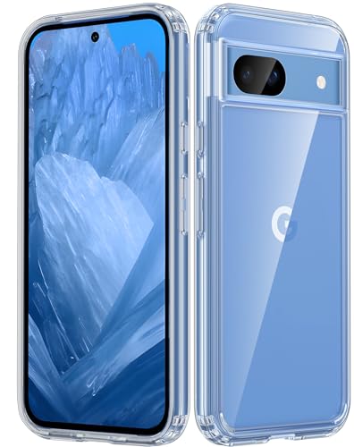 Image of FNTCASE for Google-Pixel 8a Case Clear: Support Wireless Charging Military Grade Drop Protection Anti Yellowing Cell Phone Cover - Rugged Durable Shockproof Protective Bumper(Clear)
