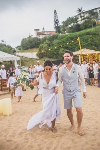 Mens Suits 2 Piece Casual Linen Suit for Men Retro Short Pants Suit Men Summer Beach Wedding Prom Vest Shorts Set3