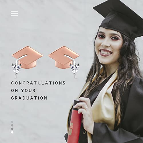 Graduation Gifts For Her 2022 - College Graduation Necklaces 925 Sterling Silver Inspirational Jewelry Graduate Presents For Women Girls Female (Rose Gold Earrings) #TOP6