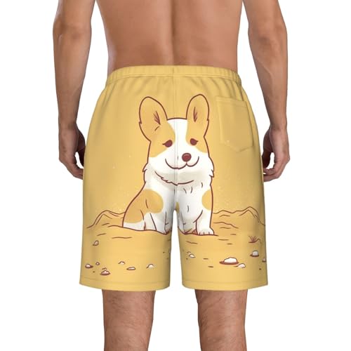 Men's Swim Trunks Corgi Dog in The Sand Quick Dry Board Shorts Mens Bathing Suit Beach Swimwear with Pockets3