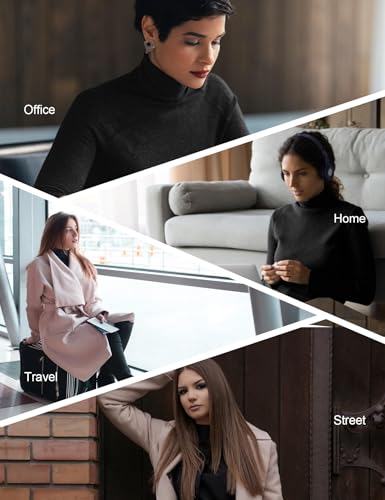 Image of HOPLYNN 3 Pack Turtlenecks Women Long Sleeve Pullover Baselayer Undershirts Tops Turtle Neck Mock Shirts