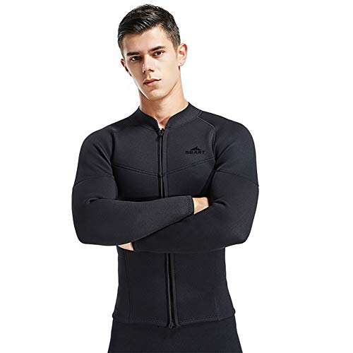 Chaqueta y pantalones de wetsuit para hombres 3MM Neopreno con manga larga y cierre frontal para buceo, surf y natación, talla M miniatura 3