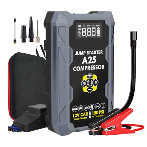 Arrancador de coche 5000A diésel y gasolina con compresor de aire 150 PSI y batería 12V