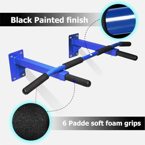 Image of Artino Wall Mounted Pull-Up Bar for Home Gym - Multi-Grip Chin-Up Bar, Heavy Duty Steel Frame, 120 kg Capacity - Includes Mounting Kit