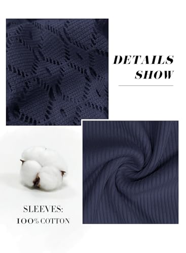 DOROSE Cute Tops for Women Trendy Going Out Blouses Shirts Business Navy Blue L - Thumbnail 3