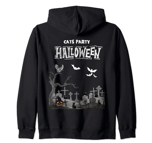 Black cat party Halloween night - Halloween Tees Sudadera con Capucha