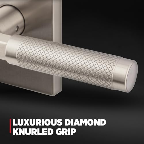 Kwikset Prava Dummy Door Knurled Handle, Single Sided Lever for Closets, French Double Doors, and Pantry, Satin Nickel, Non-Turning Reversible Interior Push/Pull Lever, with Microban Protection by Kwikset - Image 3