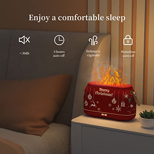 Flame Diffuser Humidifier, 180Ml Essential Oil Diffuser With Flame Light, Ultrasonic Flame Humidifier With Waterless Auto Shut-Off, Aromatherapy Diffusers For Bedroom, Office, Yoga (Christmas Red) #TOP2