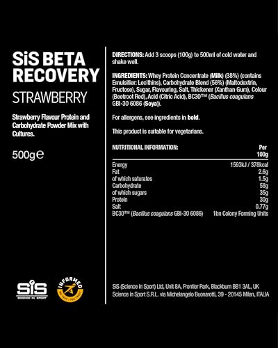 Science in Sport BETA Recovery Dual Source Recovery Drink | Strawberry Protein Powder - Advanced Carbohydrate & Whey Protein Blend for Post-Endurance Exercise |30g Protein per Serving, 500g - Image 4