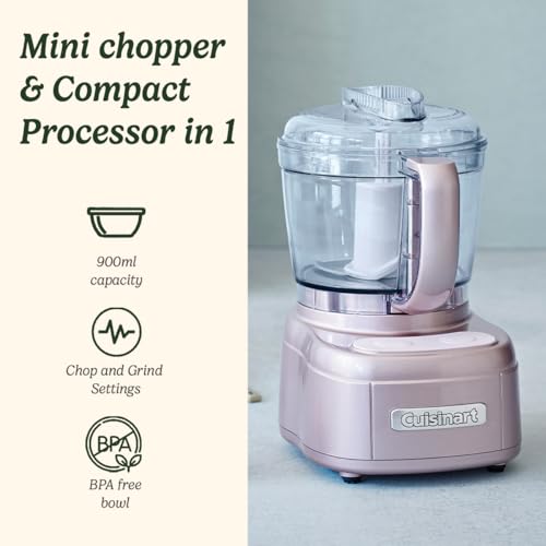 Cuisinart Mini Prep Pro, Compact Mini Food Processor, Onion Chopper, Mixer Grinder, Spice blender, Pulse function and drizzle holes, 900 ml Capacity, Dishwasher safe, Easy to use, Pink
