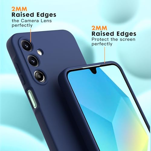 Vansdon Funda Compatible con Samsung Galaxy A16 4G/5G, 2 Unidades Protector Pantalla Cristal Templado, Silicona Líquida Gel Ultra Suave Funda- Azul Medianoche - imagen 3