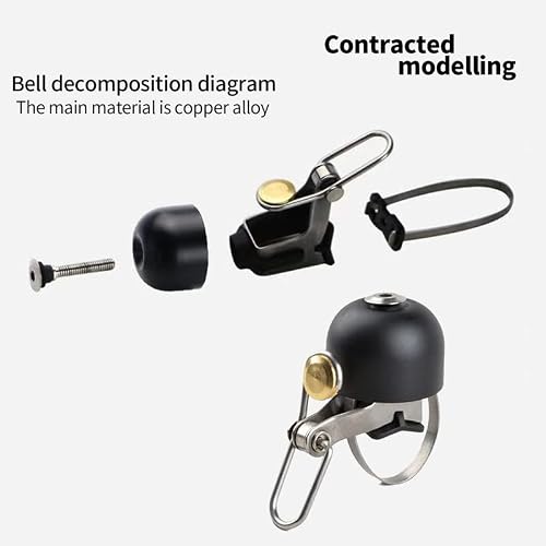 Bike Bell, Loud Crisp Clear Sound Bicycle Bells, Cycling Accessories For Adults Youth, Brass Vintage Horn Mountain Bike, Road - Black, One Size #TOP5