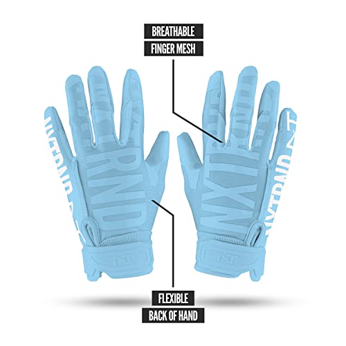 Nxtrnd G1 Pro Football Gloves, Men's & Youth Boys Sticky Receiver Gloves (Columbia Blue, Medium) #TOP3
