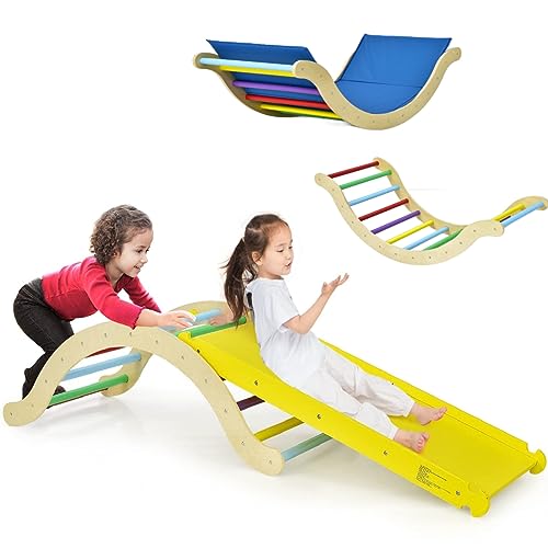 Costzon 3-in-1 Montessori Wooden Climbing Playset