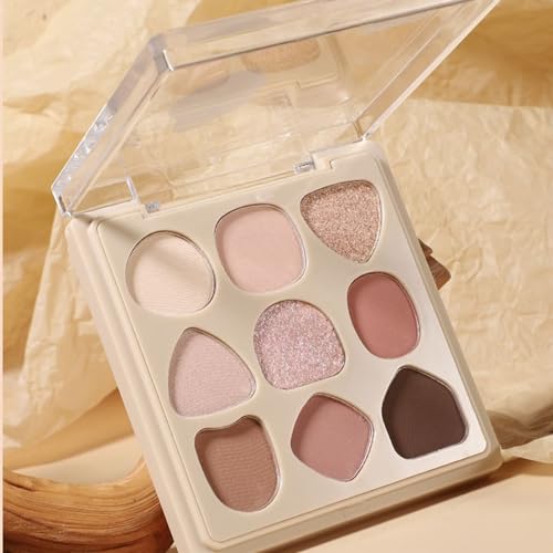Eyeshadow Palette Soft Pink Eyeshadow Nude Blendable Eye Shadow Matte Shades Natural Shimmer Eye Makeup 9 Shades Highly Pigmented Everyday Neutral Natural Look For Women Girls (MG-102) - Image 3