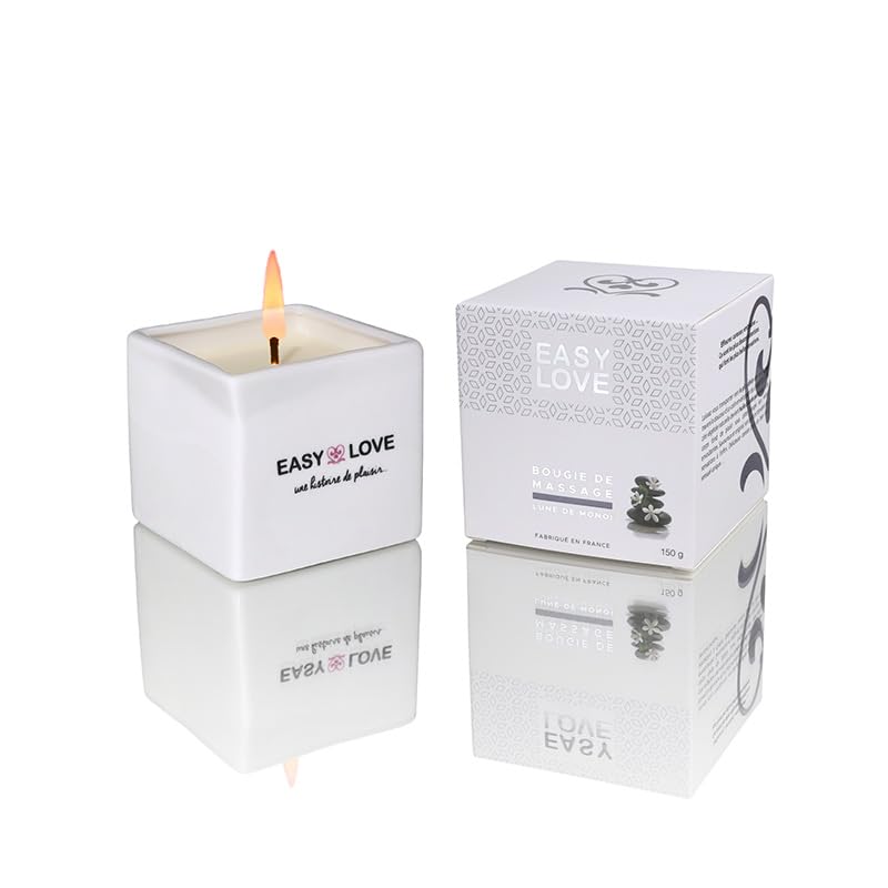 Easy Love – Bougie de Massage Gourmande Lune de Monoï – 150g – Bougie Sensuelle à l’Huile Chaude – Fabriquée en France – Pour Massage Érotique...