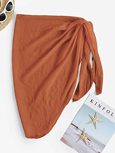 Image of ZAFUL Women's Sarong Coverups Beach Wrap Sheer Bikini Cover Up Mini Skirt | Wraps Swimwear, Cover Ups for Swimwear, Multi-Wear, Texture, Floral
