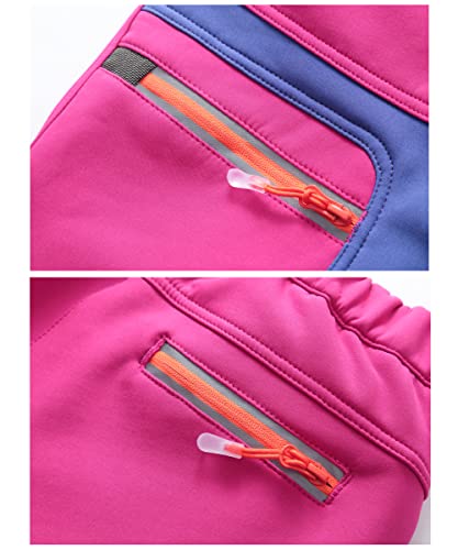 Hiheart Girls Waterproof Softshell Hiking Pants Outdoor Snow Warm Trousers Rose 5T #TOP2