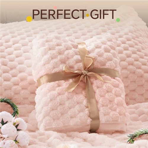 BEDELITE Fluffy Full Size Comforter Set - Pink Fleece Soft Comforter for Ful Size Bed, Luxury Warm Bedding Set for Winter, Fuzzy Bed Set 3 Pieces (1 Comforter, 2 Pillowcases)
