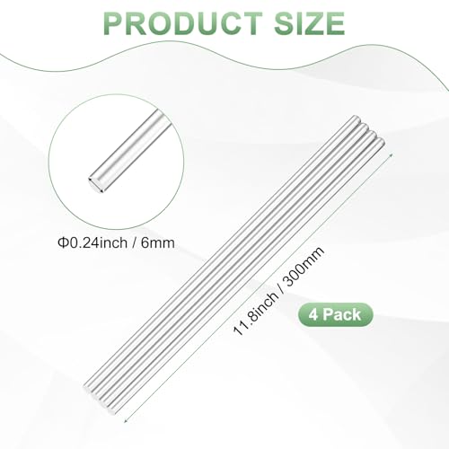 Image of M METERXITY 4-Pack Acrylic Round Rods, 11.8 x 0.24 Inch / 300 x 6 mm Clear Acrylic Dowel Rods Sticks Plastic Sticks Strip for DIY Crafts Lighting Gardening Decorations