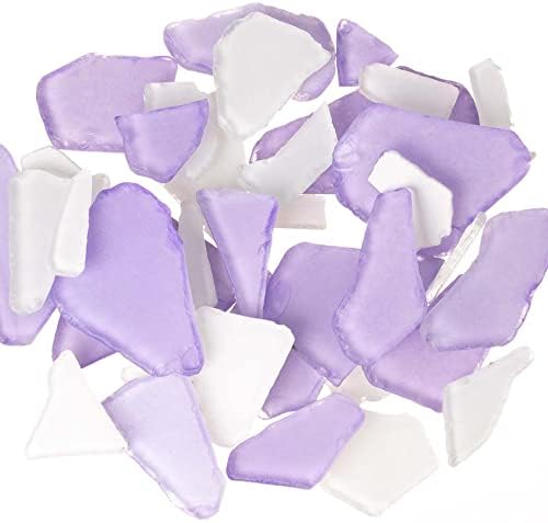 Nautical Crush Trading Vidrio de mar Mezcla de vidrio de mar de color morado y blanco esmerilado 11 onzas de vidrio de mar para manualidades y