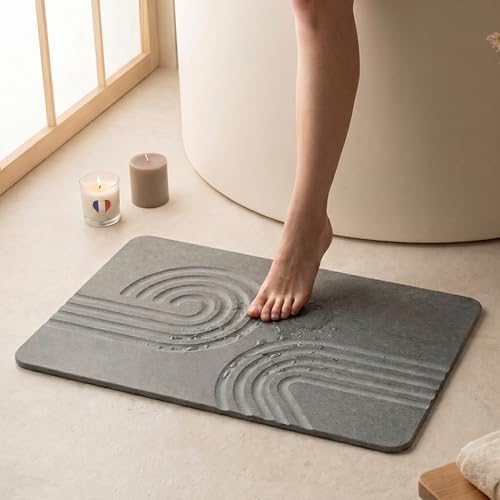 Homellence Tapis de Bain Diatomite 60x39 cm Séchage Rapide Antidérapant - Tapis Diatomite Salle...