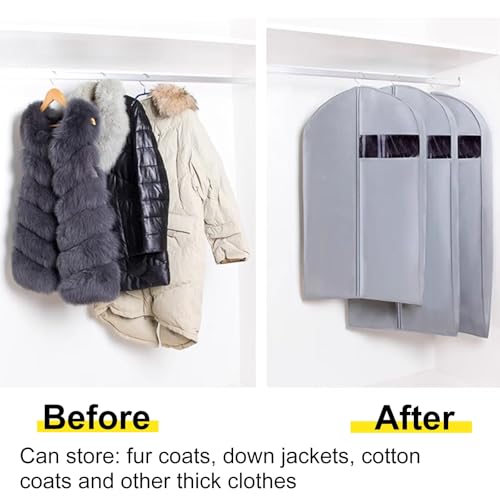 Hanging Garment Bags with Clear Window for Down Jackets & Fur Coats - Thick Clothing Covers, 60x10x120cm (Pink) - Durable & Stylish Storage Solutions3