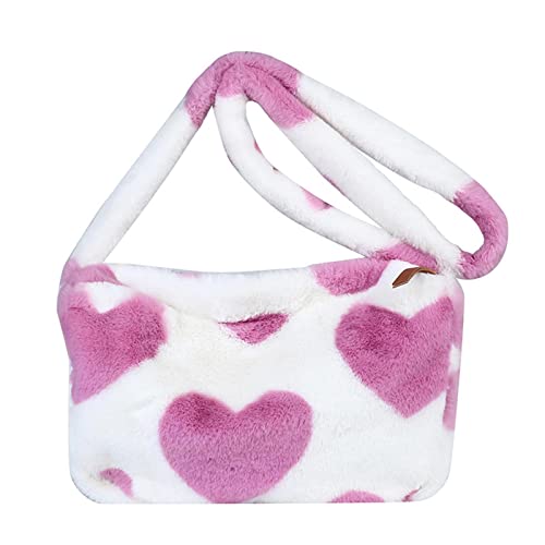 adawd Damen-Schulterhandtaschen - Plüsch-Unterarmtasche | Damen Clutch Handtasche mit Leopardenmuster | Weiche, warme Schulter-Umhängetasche für Damen, Mädchen Cover