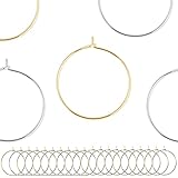 BEADNOVA Wine Glass Charm Rings 120pcs Gold and Silver Plated 25mm Beading Charm Rings Wine Glass Marker for Birthday Party Wedding Festival Favor