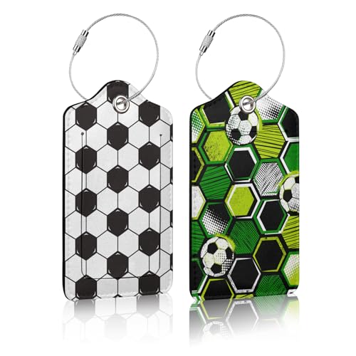 2 Pack Leather Luggage Tags for Suitcases, Balls, and Bags