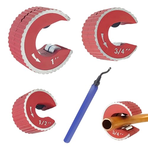 Jeu de Coupe Tube Cuivre, Avec Fraise de Diamètre 1/2, 3/4, 1 Pouce, Lame de Coupe de 152 mm, Coupe Lisse, Coupe Tubes Rouge, Convient pour la Coupe de Tubes Métalliques (rouge)