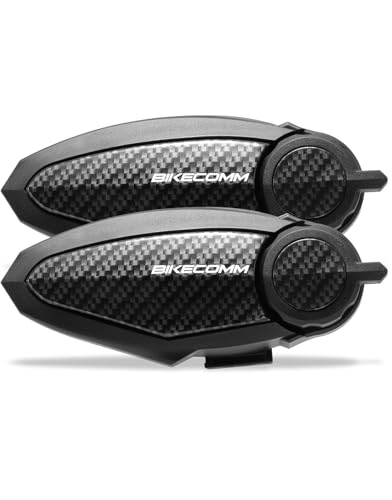 BK-S2 Motorcycle Bluetooth Intercom Headset - Helmet Communication System, Waterproof Speaker, Voice Comm Earbuds, Helmet Headphone, Noise Cancellation (Duo Carbon)